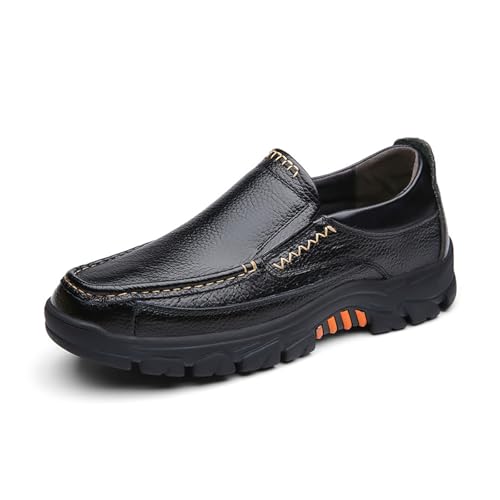 DXSYGMBN Modische Herren Loafer, Dickbesohlte Slip-On Casual Oxford, Outdoor Rutschfester Wanderschuhe,Schwarz,47 EU von DXSYGMBN