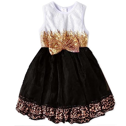 DXTON Kinder Mädchen Kleider Tüll Kleid Prinzessin Einhorn Kleid Kurzarm Kleidung Sommer BraunSh4867 6T von DXTON