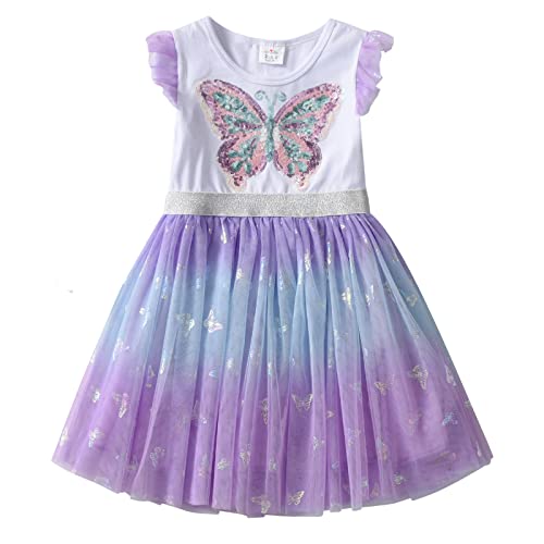 DXTON Kinder Mädchen Kleider Tüll Kleid Prinzessin Einhorn Kleid Kurzarm Kleidung Sommer WeißSh9525 3T von DXTON