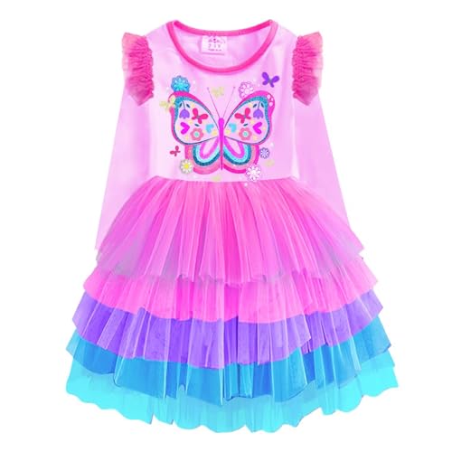 DXTON Mädchen Einhorn Kleider Prinzessin Kleid Party Geburtstag Ferien Baby Kleid RosaLh8007 5T von DXTON