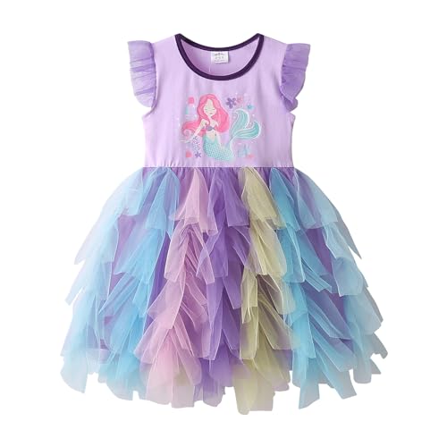 DXTON Mädchen Einhorn Kleider Prinzessin Kleid Party Geburtstag Ferien Baby Kleid ViolettSh2229 3T von DXTON