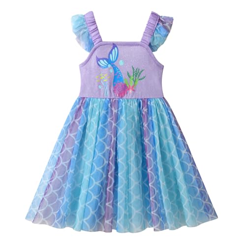 DXTON Mädchen Einhorn Kleider Prinzessin Kleid Party Geburtstag Ferien Baby Kleid ViolettSh8302 4T von DXTON
