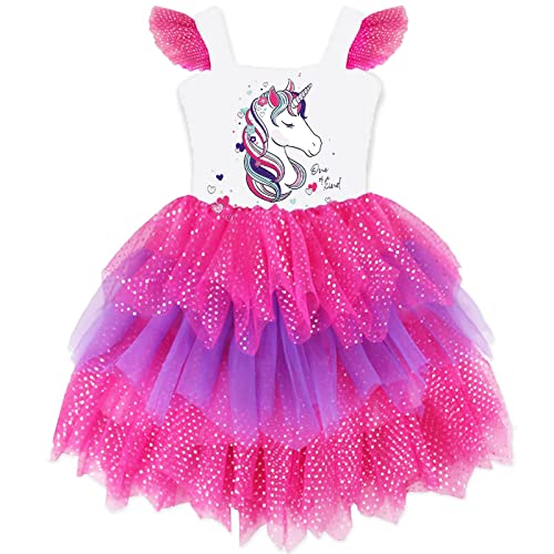 DXTON Mädchen Einhorn Kleider Prinzessin Kleid Party Geburtstag Ferien Baby Kleid WeißSh4857 3T von DXTON