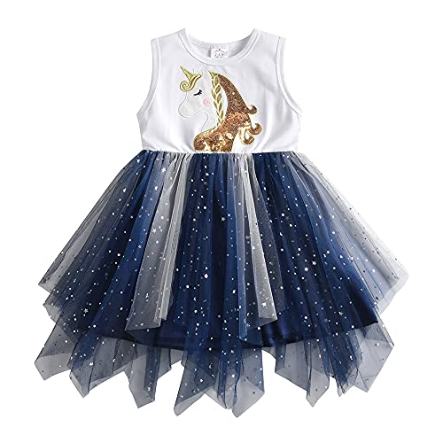 DXTON Mädchen Einhorn Kleider Prinzessin Kleid Party Geburtstag Ferien Baby Kleid WeißSh4860 8T von DXTON