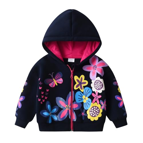 DXTON Mädchen Jacken Kinder Fleece Kapuzenjacke Kapuzenpullover Softshell Wintermantel für Mädchen SW2100 7-8 Jahre von DXTON