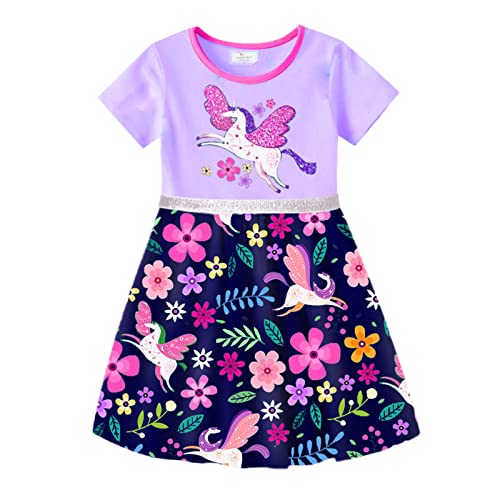 DXTON Mädchen Kleider Pailletten Muster Sommer Kurzarm Kleidung Party Kids Kleid Sh0540 3-4 Jahre von DXTON