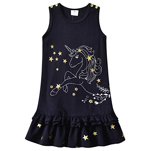 DXTON Mädchen Kleider Pailletten Muster Winter Langarm Kleidung Party Kids Kleid BlauSh6888 4-5 Jahre von DXTON