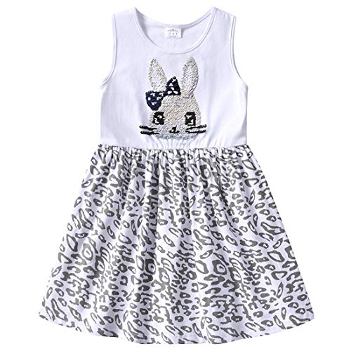DXTON Mädchen Kleider Pailletten Muster Winter Langarm Kleidung Party Kids Kleid WeißSh0743 5-6 Jahre von DXTON