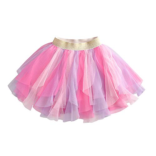 DXTON Mädchen Röcke Tanz Rock Tulle Tutu Prinzessin Baby Kinder Rock Paillette Ballett Skirt SK114 7-8 Jahre von DXTON