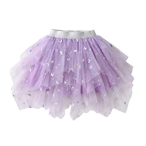 DXTON Mädchen Röcke Tanz Rock Tulle Tutu Prinzessin Baby Kinder Rock Paillette Ballett Skirt SK212 4-5 Jahre von DXTON