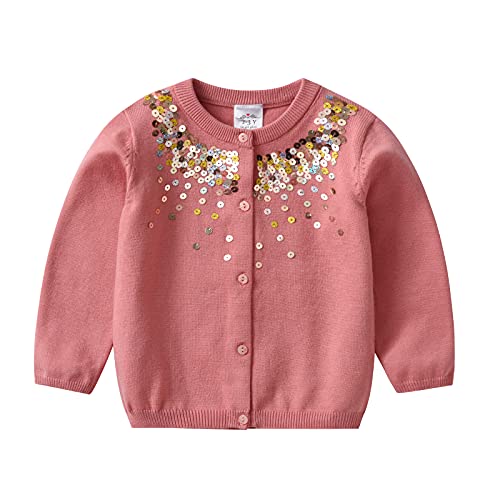 DXTON Mädchen Strickjacke Kinder Lange Ärmel Pullover Winter Übergangsjacke Warm SW3001 7-8 Jahre von DXTON