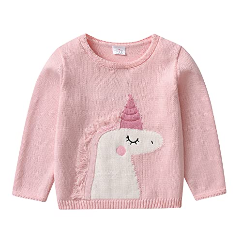 DXTON Mädchen Strickjacke Kinder Lange Ärmel Pullover Winter Übergangsjacke Warm SW3004 2-3 Jahre von DXTON