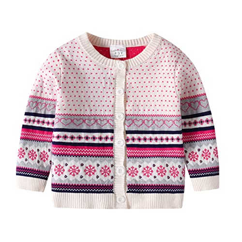 DXTON Mädchen Strickjacke Kinder Lange Ärmel Pullover Winter Übergangsjacke Warm SW3007 2-3 Jahre von DXTON