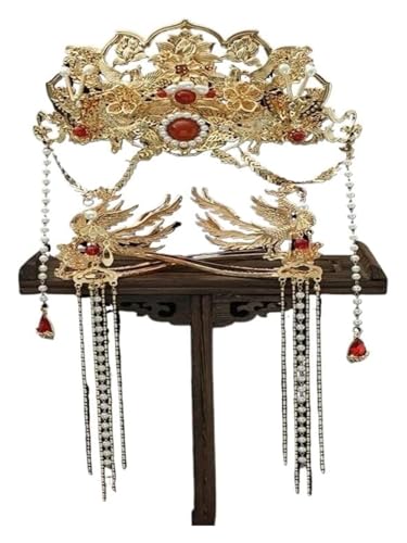 DXZXDJIU Chinesischer Hanfu-Kopfschmuck, Phönix-Haarkrone, komplettes Set – Feen-Quasten-Haarnadel for Frauen von DXZXDJIU