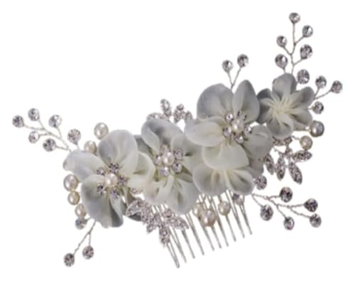 DXZXDJIU Eleganter Haarkamm mit Perlenblumen – Haarschmuck for die Hochzeit der Braut for Frauen – Dekorativer seitlicher Kammclip von DXZXDJIU