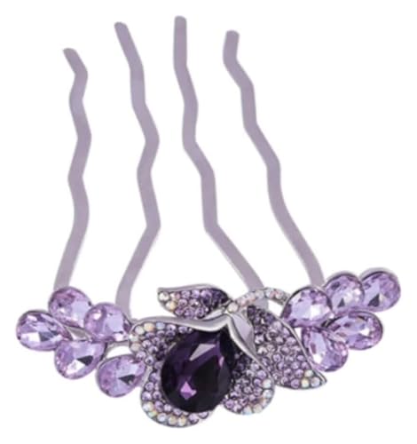 DXZXDJIU Eleganter Haarkamm mit Strasssteinen for Hochzeit & Braut - Seitlicher Haarschmuck for Damen(Purple) von DXZXDJIU