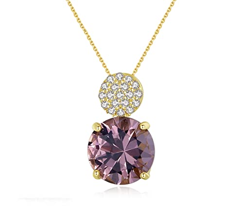 DXZXDJIU Halsketten Kristall Sterling Silber Halskette Schmuck 40Cm + Verlängerung Geburtsstein Geburtstagsgeschenk for Frauen Mädchen von DXZXDJIU