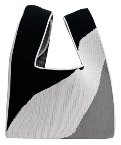 DXZXDJIU Handgefertigte Strick-Tragetasche for Damen | Wiederverwendbare Einkaufs-Umhängetasche | Stilvolle Handgelenktasche for den täglichen Gebrauch(Black Rice) von DXZXDJIU