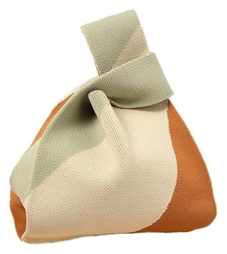 DXZXDJIU Handgefertigte Strick-Tragetasche for Damen | Wiederverwendbare Einkaufs-Umhängetasche | Stilvolle Handgelenktasche for den täglichen Gebrauch(Khaki) von DXZXDJIU