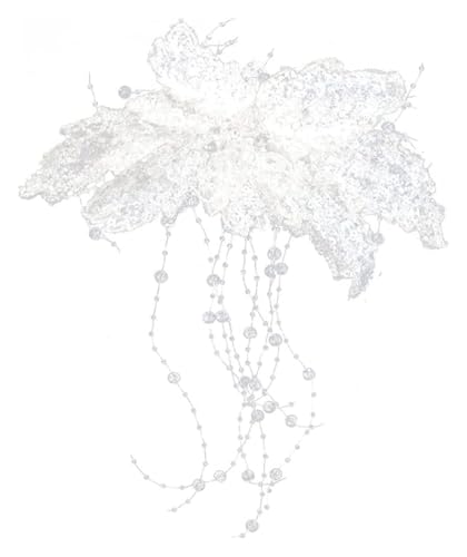 DXZXDJIU Handgefertigter Haarkamm mit Kristallquaste for die Hochzeit – Haarschmuck for die Braut mit Spitze und Pailletten von DXZXDJIU