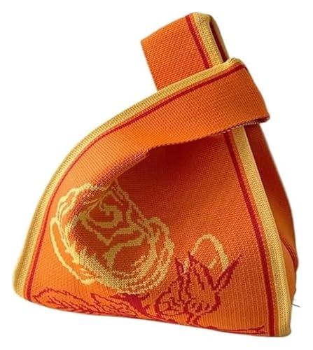 DXZXDJIU Handgemachte Wiederverwendbare Tragetasche mit Knoten | Stilvolle Strickhandtasche for Einkaufen und for den Alltag(Orange) von DXZXDJIU
