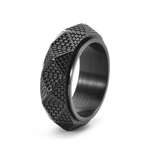 DXZXDJIU Herren-Angstring im Vintage-Stil, strukturiert, drehbar – Verstellbarer Komfortring zur Stresslinderung(Black_8) von DXZXDJIU