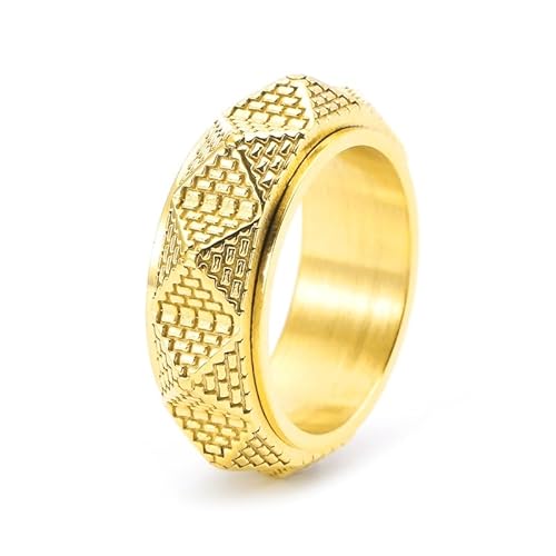 DXZXDJIU Herren-Angstring im Vintage-Stil, strukturiert, drehbar – Verstellbarer Komfortring zur Stresslinderung(Gold_8) von DXZXDJIU