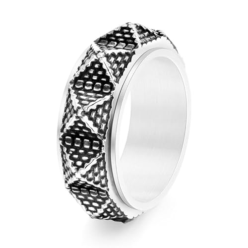 DXZXDJIU Herren-Angstring im Vintage-Stil, strukturiert, drehbar – Verstellbarer Komfortring zur Stresslinderung(Gray_12) von DXZXDJIU