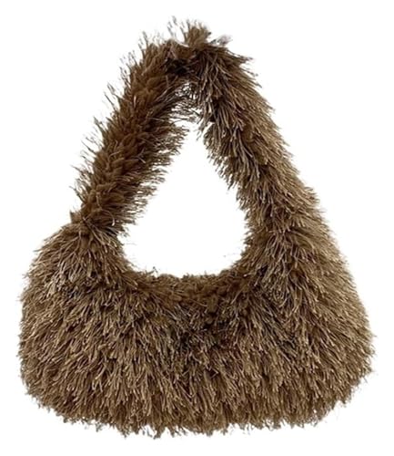 DXZXDJIU Luxuriöse kleine Tragetasche aus Kunstpelz for Damen | Flauschige Handgelenkstasche aus Plüsch | Wintertasche for den täglichen Gebrauch(Brown) von DXZXDJIU