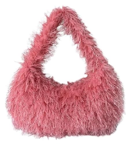 DXZXDJIU Luxuriöse kleine Tragetasche aus Kunstpelz for Damen | Flauschige Handgelenkstasche aus Plüsch | Wintertasche for den täglichen Gebrauch(Pink) von DXZXDJIU