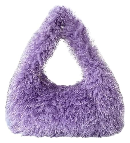 DXZXDJIU Luxuriöse kleine Tragetasche aus Kunstpelz for Damen | Flauschige Handgelenkstasche aus Plüsch | Wintertasche for den täglichen Gebrauch(Purple) von DXZXDJIU
