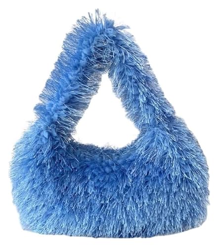 DXZXDJIU Luxuriöse kleine Tragetasche aus Kunstpelz for Damen | Flauschige Handgelenkstasche aus Plüsch | Wintertasche for den täglichen Gebrauch(Sky Blue) von DXZXDJIU