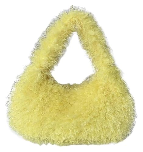 DXZXDJIU Luxuriöse kleine Tragetasche aus Kunstpelz for Damen | Flauschige Handgelenkstasche aus Plüsch | Wintertasche for den täglichen Gebrauch(Yellow) von DXZXDJIU