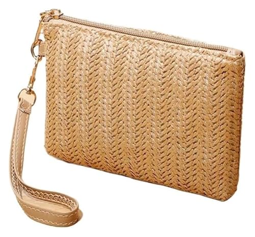 DXZXDJIU Modische Clutch aus gewebtem Stroh for Damen – Sommer-/Strandgeldbörse for den täglichen Gebrauch(Coffee) von DXZXDJIU