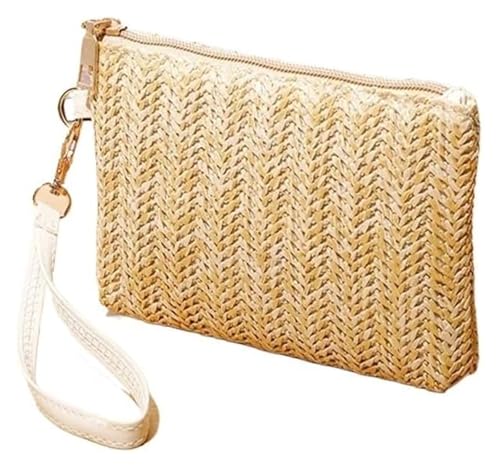 DXZXDJIU Modische Clutch aus gewebtem Stroh for Damen – Sommer-/Strandgeldbörse for den täglichen Gebrauch(Yellow) von DXZXDJIU