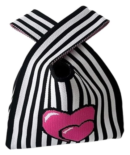 DXZXDJIU Niedliche Cartoon-Strickhandtaschen for Damen | Lässige kleine Tragetaschen | Wiederverwendbare Handgelenktasche for Mädchen | Perfekte Festival-Geschenktasche(Gray) von DXZXDJIU