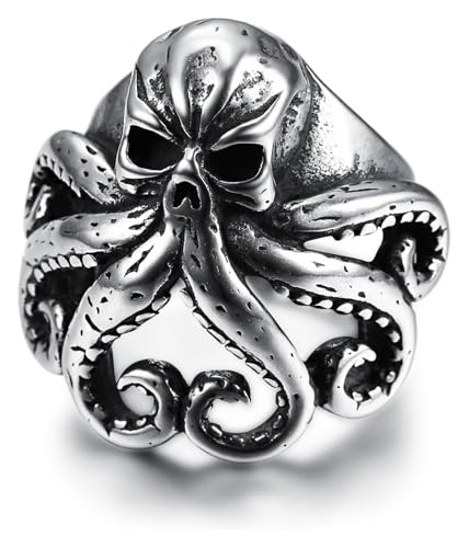 DXZXDJIU Personalisierter Oktopusring for Männer – Statement-Ring im Retro-Punk-Stil(Gray_11) von DXZXDJIU