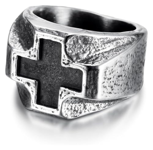 DXZXDJIU Retro-Kreuzring for Herren – Persönlichkeitsring im Punk-Stil for Modebegeisterte(Gray_9) von DXZXDJIU