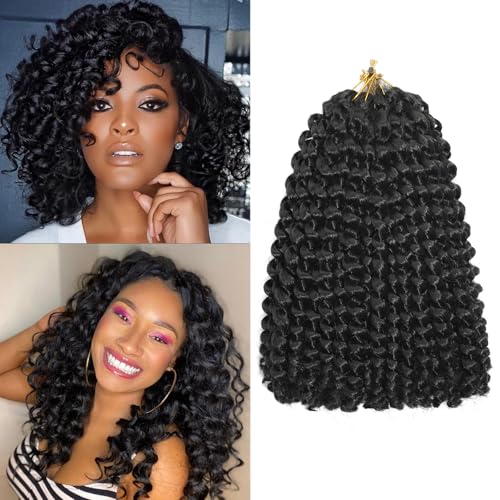 Jamaican Bounce Crochet Hair 8 Inch 16 Roots 5 Packs Short GoGo Curly Crochet Braids Jumpy Wand Curl Crochet Hair Extension For Black Women (1B#, 8inch) von DXdixiu