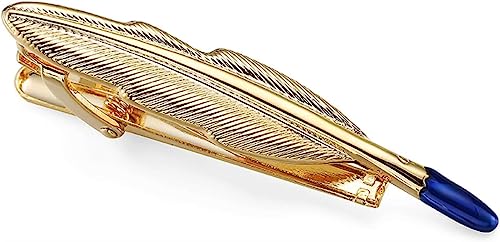 DYCJLL Krawattenstange Schiffsbart Helm Gitarre Krawattenklammer Modestil Gold silbrig und schwarz Herren Business Krawattennadel (Farbe: Goldfeder) von DYCJLL