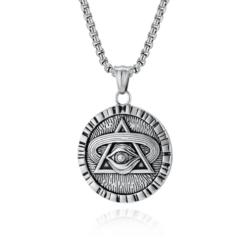 Horus Auge Böse Augen Amulett Halskette Magische Glücks Symbole Horus Auge Titan Medaillen Halskette Damen Und Herren von DYFUHO
