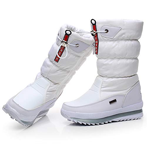 Damen Schneeschuhe Winter wasserdicht Fell gefüttert frostig warme Schneeschuhe,Weiß,39 von DYHQQ