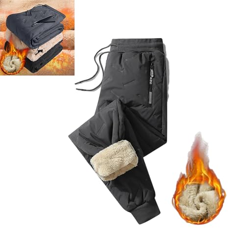DYJAGYO Herren und Damen Unisex Fleece gefütterte wasserdichte Hose,Unisex Fleece Jogging Hose,Winter Lammwolle Thermohose Freizeithose Wasserdicht Winddicht Warm Baumwolle Hose (Gray-b,5X-Large) von DYJAGYO