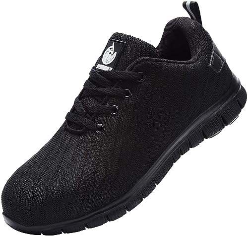 DYKHMILY Arbeitsschuhe Herren S1 Leichte Sicherheitsschuhe S1 Leichte Stahlkappenschuhe Sportlich Trekking Turnschuhe Anti-Smashing (Schwarz,43.5EU) von DYKHMILY