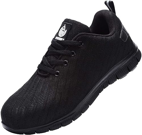 DYKHMILY Sicherheitsschuhe Damen Arbeitsschuhe S1 Leichte Stahlkappenschuhe S1 Leichte Sportlich Trekking Turnschuhe Anti-Smashing (Schwarz,37.5EU) von DYKHMILY