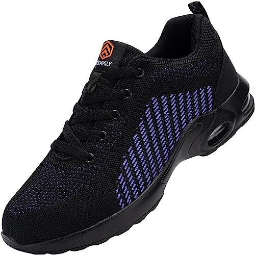 DYKHMILY Sicherheitsschuhe Damen Komfortabel Leicht Arbeitsschuhe Luftkissen Stahlkappenschuhe Atmungsaktiv Sportlich Schutzschuhe (Blattblume,38.5EU) von DYKHMILY