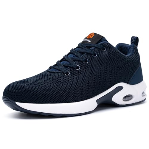 DYKHMILY Sicherheitsschuhe Damen Leicht Luftkissen Arbeitsschuhe mit Stahlkappe Atmungsaktiv Sportlich Schutzschuhe Industrie Handwerk Sneaker (Formelles Blau,41.5EU) von DYKHMILY