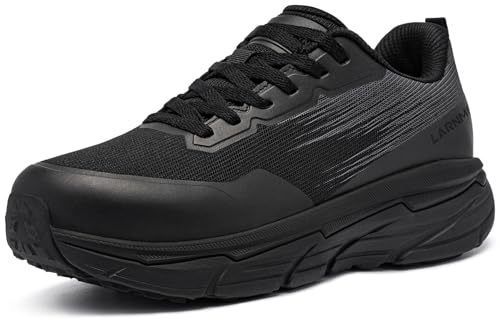 DYKHMILY Leichte Arbeitsschuhe Herren Bequeme Sicherheitsschuhe Stahlkappenschuhe Atmungsaktive rutschfeste Arbeitsschutzschuhe Sportliche Sicherheitsschuhe Schnürsenkel (Vollschwarz, 42EU) von DYKHMILY
