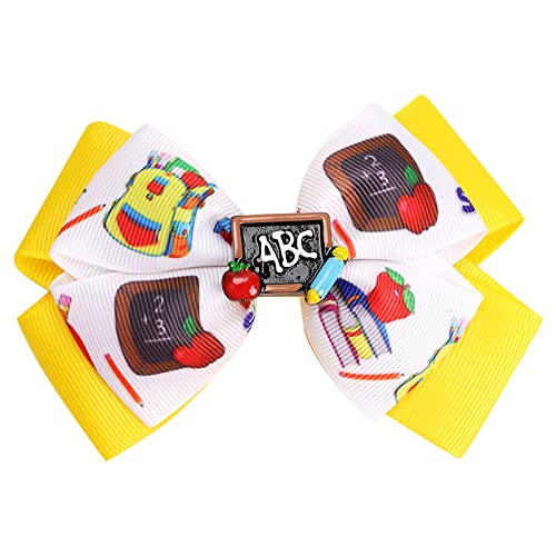 Clip Haarspange zur Schule Bleistift-Haarschleifen-Clips Pferdeschwanz-Band-Haarklammern Cheer-Haarschleifen-Krawatte für den ersten Schultag Studentin Haarspangen Damen Masche (C, One Size) von DYKeWei