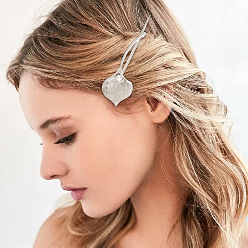 Haarspangen Für Hochzeit Mode Haarschmuck Einfache Dame Metall Blumen Liu Clip Lilie Perle Haarnadel Für Frauen Schmuck Geschenk Haarspange Mit Netz (B, One Size) von DYKeWei